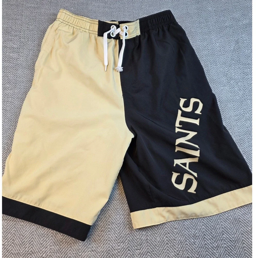 NFL Team Apparel New Orleans Saints Youth Large Black Gold Split Board Shorts